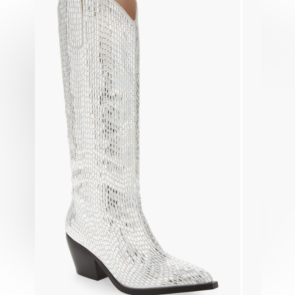 Silver Crystal Knee-High Women's Cowboy Boots - Cowboy Carter - Azalea Wang - 9